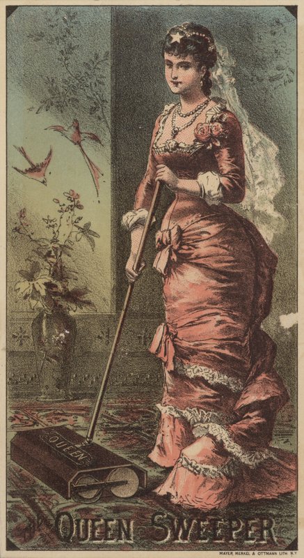 Dame utilisant un balai mécanique Queen - American School