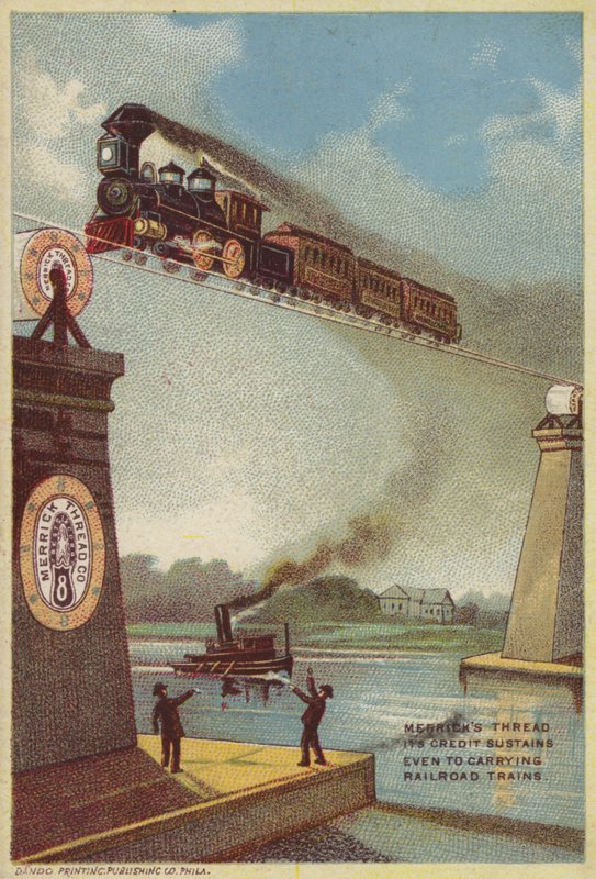 Train à vapeur traversant une rivière - American School