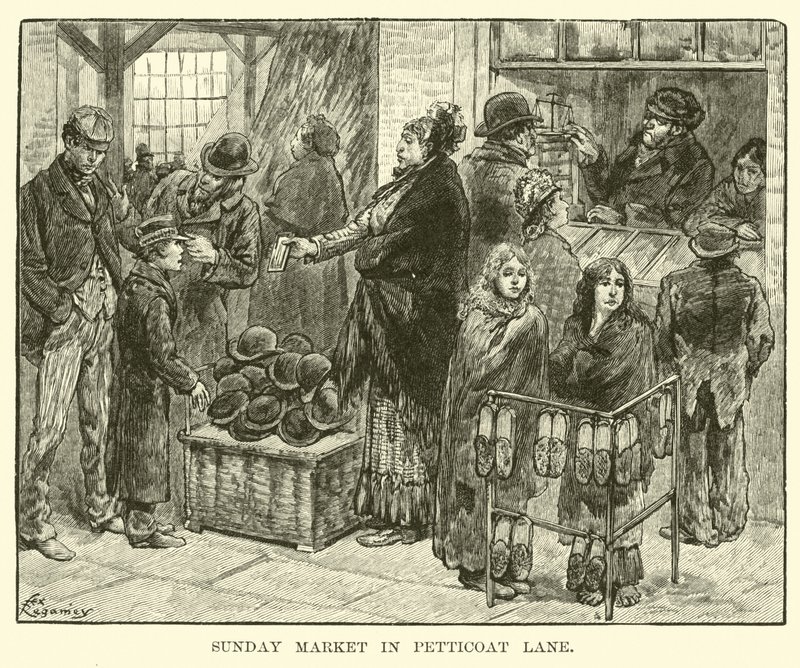 Marché du dimanche à Petticoat Lane - American School