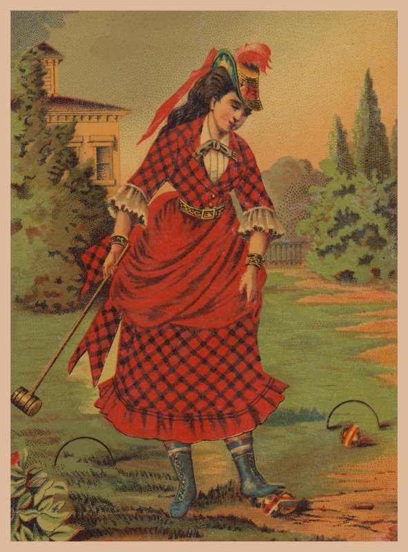 Femme jouant au croquet - American School