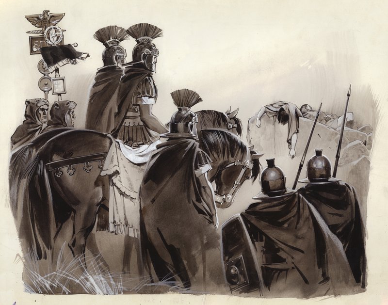 Brutus et Cassius morts (gouache sur papier) - Angus McBride