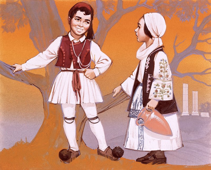 Enfants grecs dans leur costume national - Angus McBride
