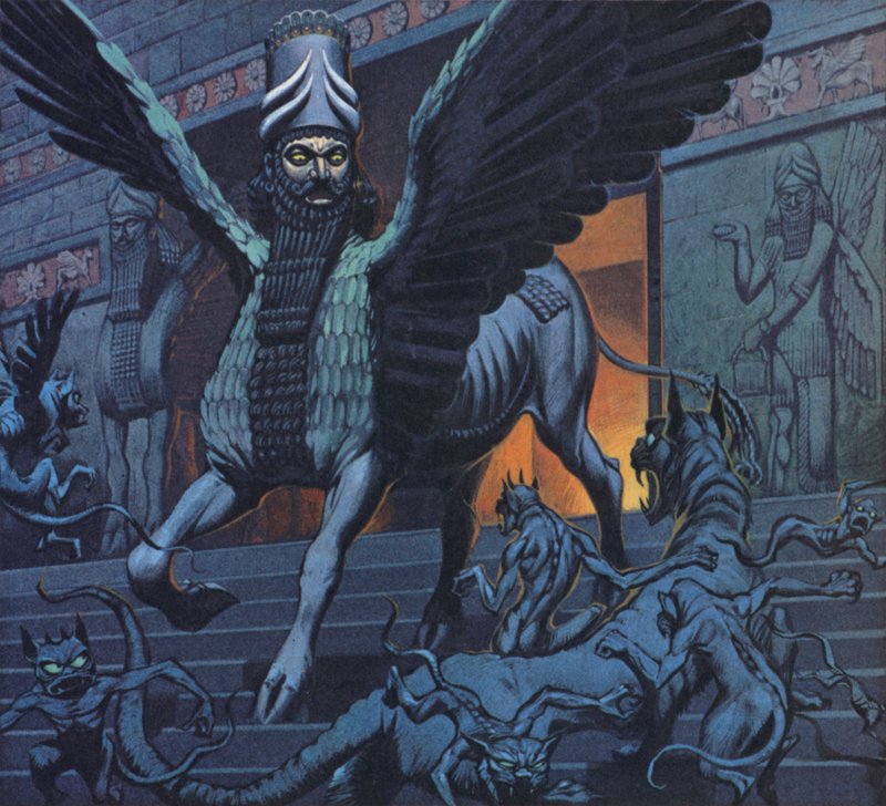 Le Lamassu (lithographie couleur) - Angus McBride