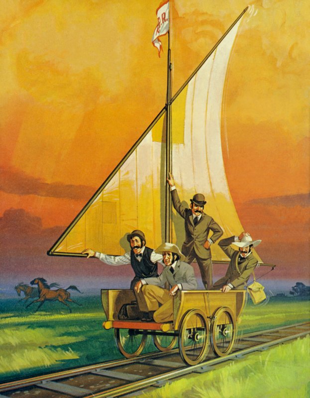 La voiture à voile (lithographie couleur) - Angus McBride