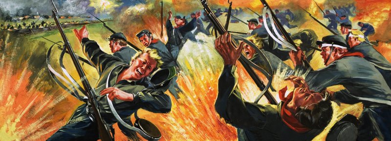Scène de bataille non identifiée, probablement la guerre civile américaine - Angus McBride