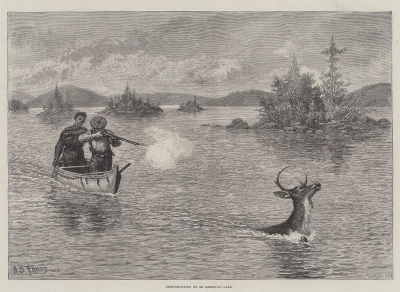 Chasse au cerf sur un lac américain - Arthur Burdett Frost