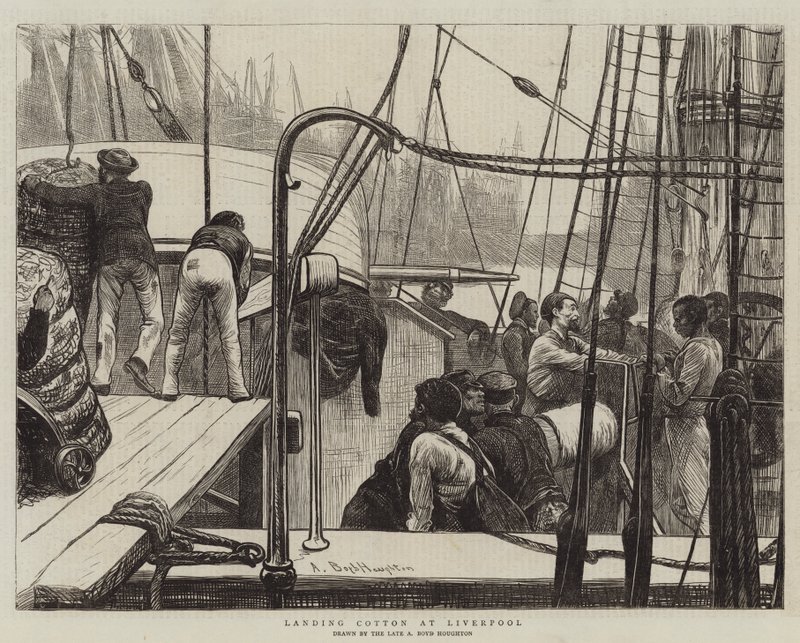 Déchargement de coton à Liverpool - Arthur Boyd Houghton