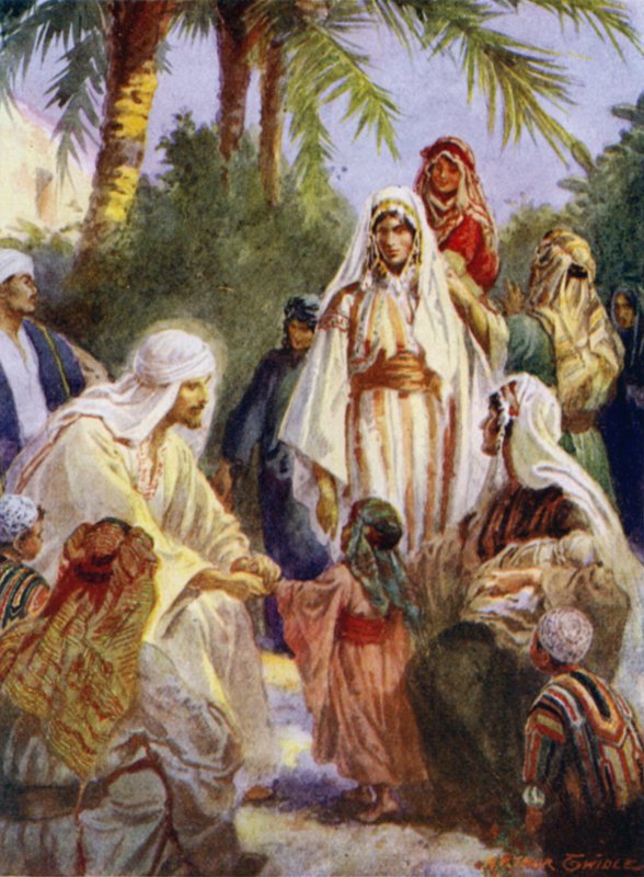 Jésus et les enfants (lithographie en couleur) - Arthur Twidle