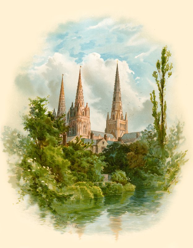 Cathédrale de Lichfield, sud-ouest - Arthur Wilde Parsons