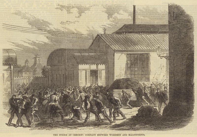 La grève au Creusot, conflit entre ouvriers et mécontents - Burn Smeeton