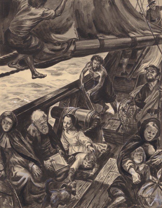 Voyage du Mayflower (gouache sur papier) - C.L. Doughty