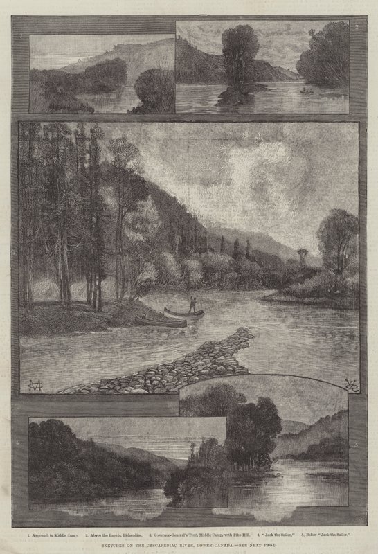 Croquis sur la rivière Cascapediac, Bas-Canada - Charles Auguste Loye