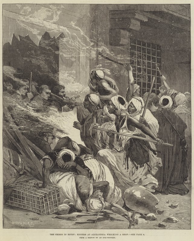 La crise en Égypte, émeutiers à Alexandrie saccageant un magasin - Charles Auguste Loye