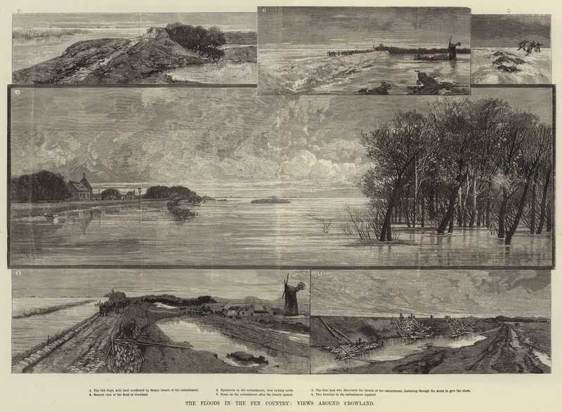Les inondations dans le pays des Fens, vues autour de Crowland - Charles Auguste Loye