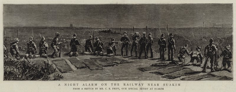 Une Alerte Nocturne sur le Chemin de Fer près de Suakim - Charles Edwin Fripp