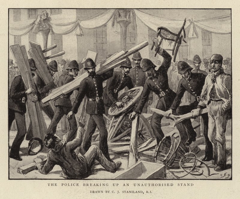 La police dispersant un stand non autorisé - Charles J. Staniland