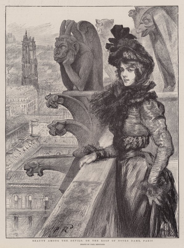 Beauté parmi les diables, sur le toit de Notre-Dame, Paris - Charles Paul Renouard