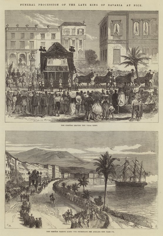 Procession funéraire du défunt roi de Bavière à Nice - Sir John Charles Robinson