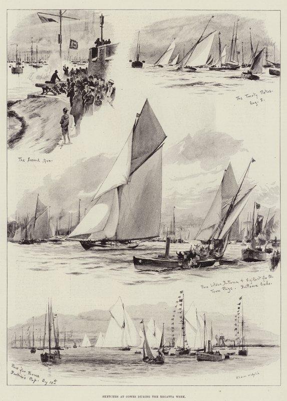Croquis à Cowes pendant la semaine de la régate - Charles William Wyllie
