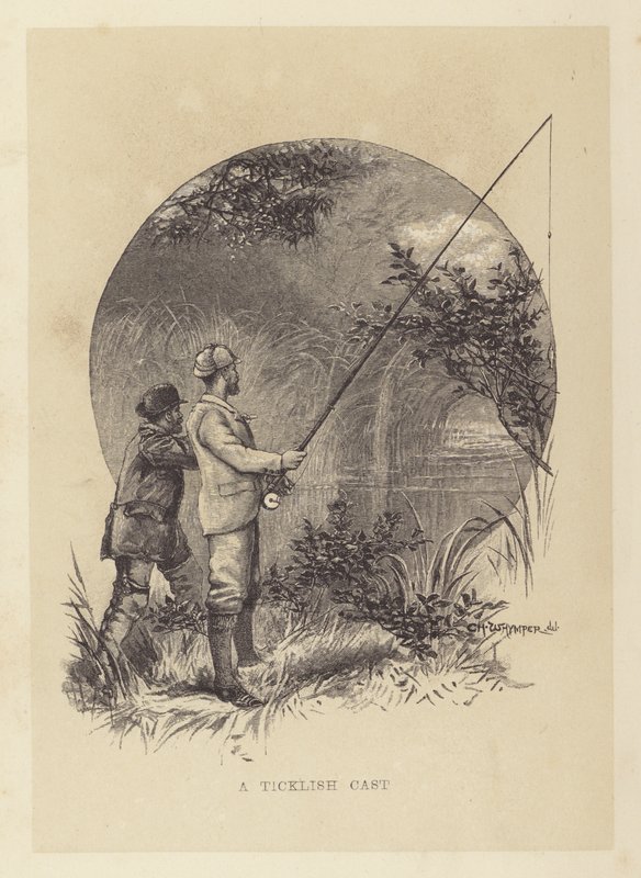 Pêche : Un lancer délicat (lithographie) - Charles (after) Whymper