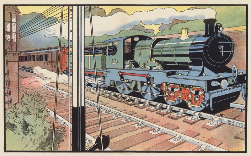 Le train express passant devant une cabine de signalisation - Charles Robinson