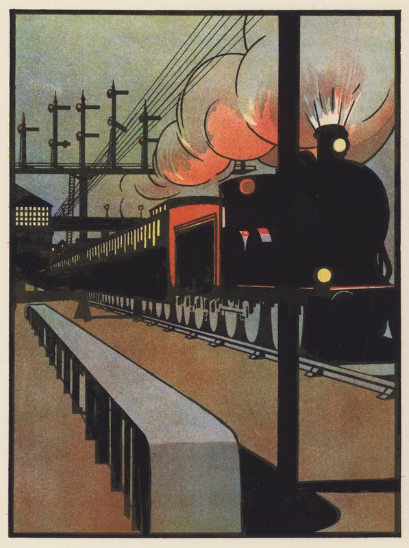Le train de nuit quittant une gare - Charles Robinson