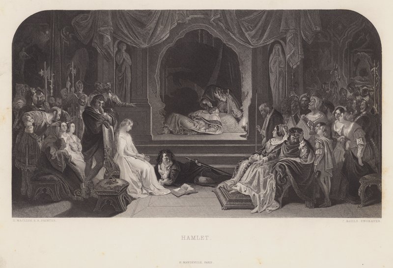 La scène de la pièce dans Hamlet - Daniel (after) Maclise