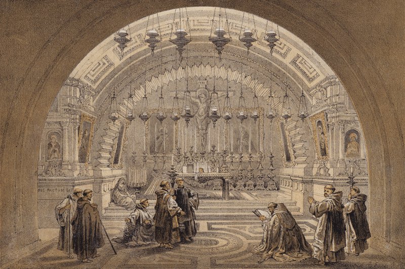 Calvaire (lithographie en couleur) - David (after) Roberts