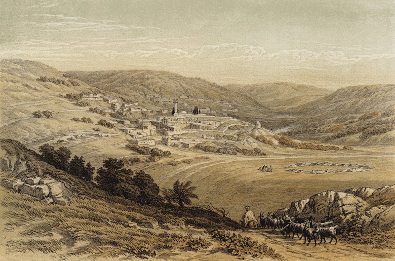 Vue Générale de Nazareth (lithographie en couleur) - David (after) Roberts