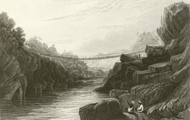 Pont de corde en herbe à Teree, Gurwall - David Cox
