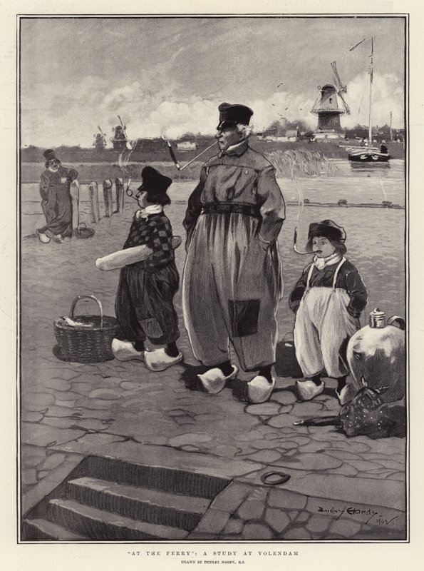 À la traversée, une étude à Volendam - Dudley Hardy