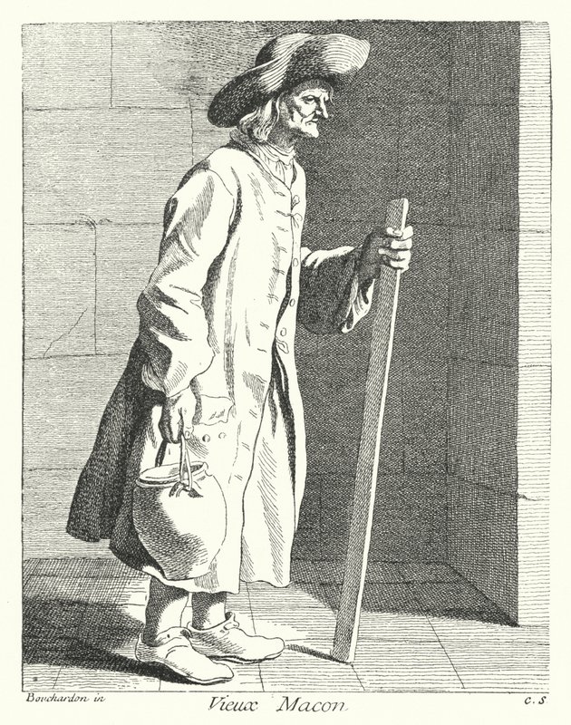 Vieux Maçon (gravure) - Edmé (after) Bouchardon