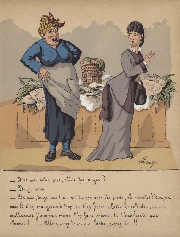 Conversation à un étal de poissonnerie - Edmond Lavrate