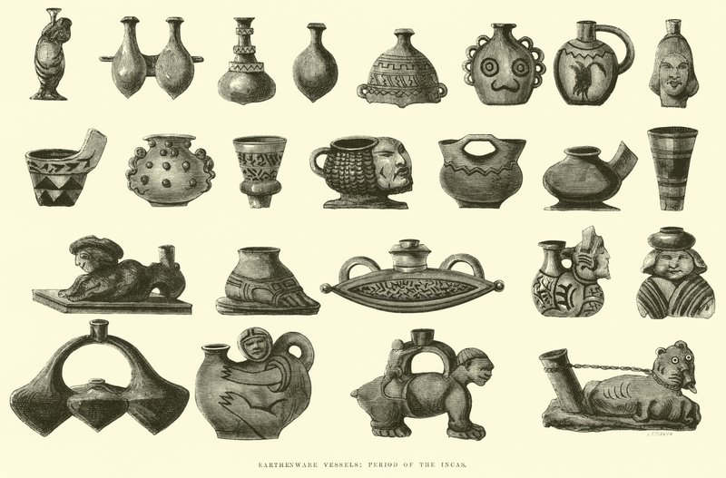 Vases en terre cuite, Période des Incas - Edouard Riou