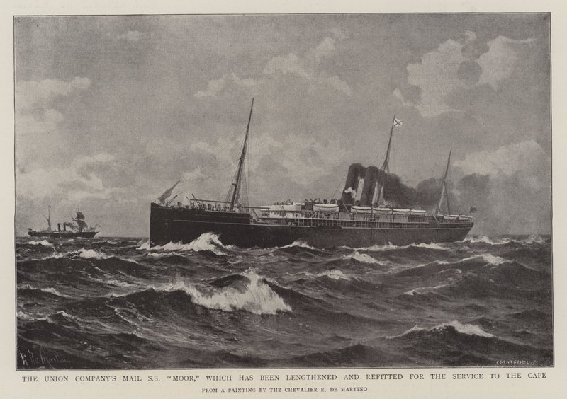Le SS Moor de la compagnie Union, qui a été allongé et réaménagé pour le service du Cap - Eduardo de Martino