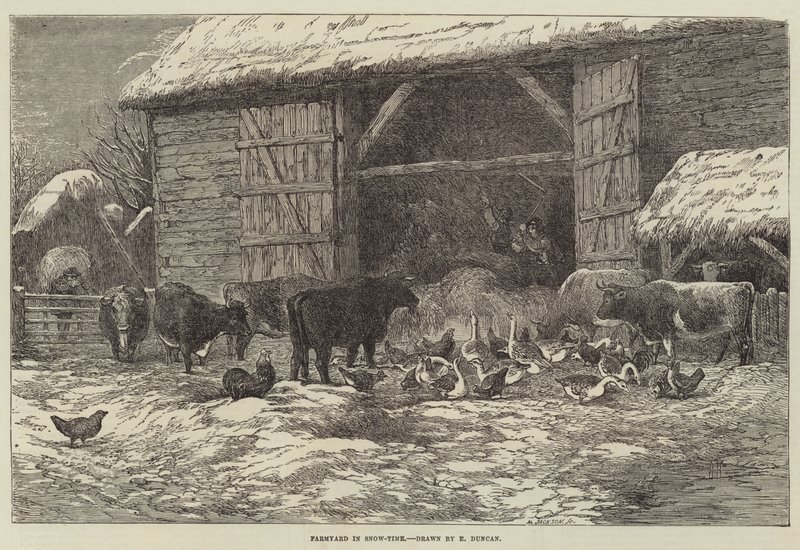 Cour de ferme en hiver - Edward Duncan