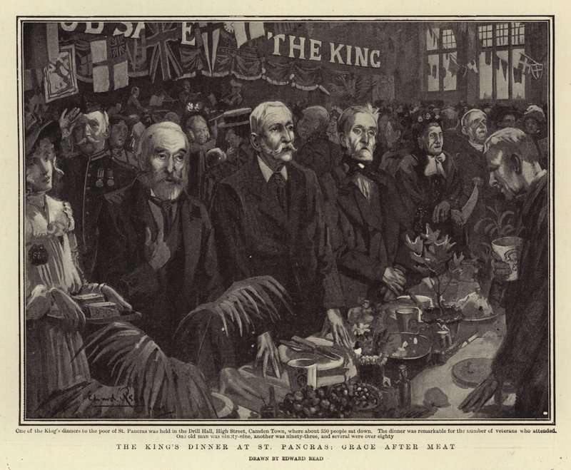 Le dîner du roi à St Pancras, Grâce après le repas - Edward Read
