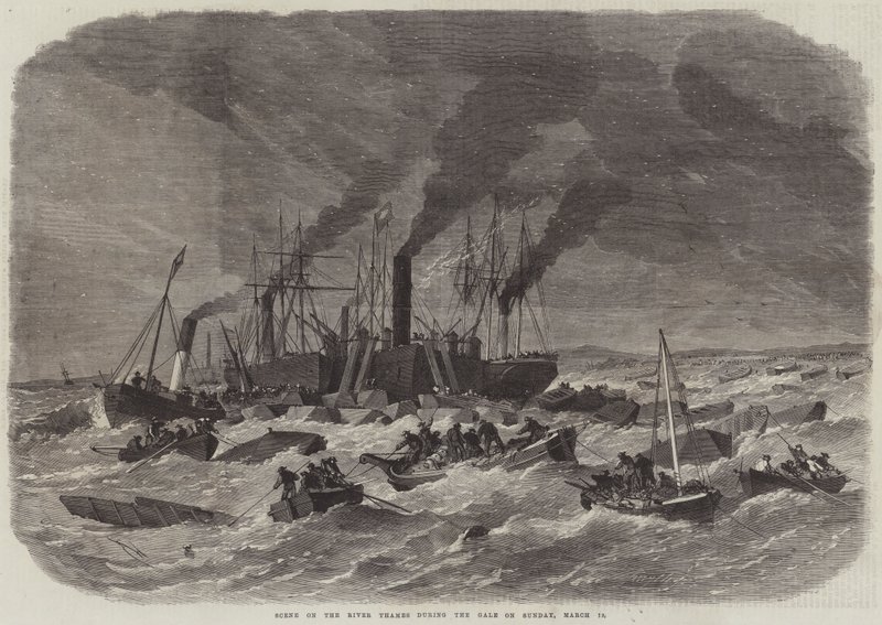 Scène sur la Tamise pendant la tempête du dimanche 19 mars - Edwin Weedon