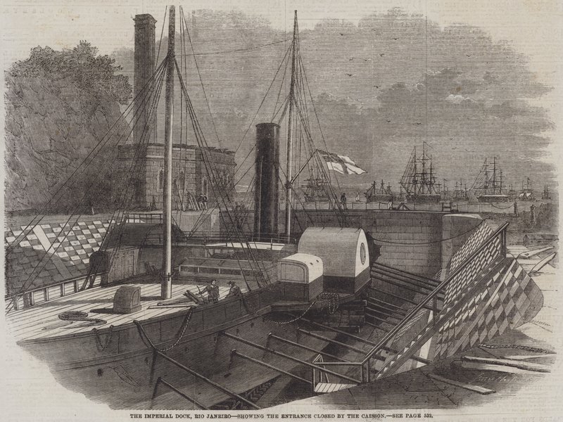 Le dock impérial, Rio Janeiro, montrant l