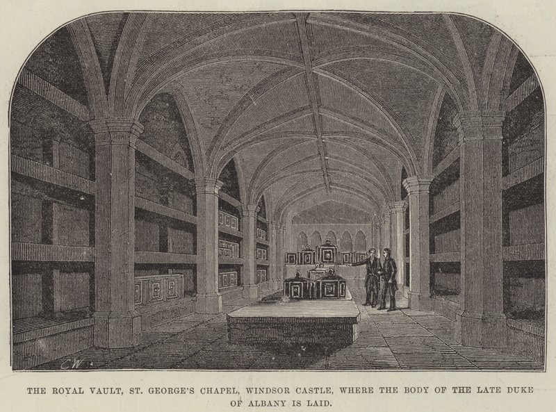 La voûte royale, chapelle Saint-Georges, château de Windsor, où repose le corps du défunt duc d