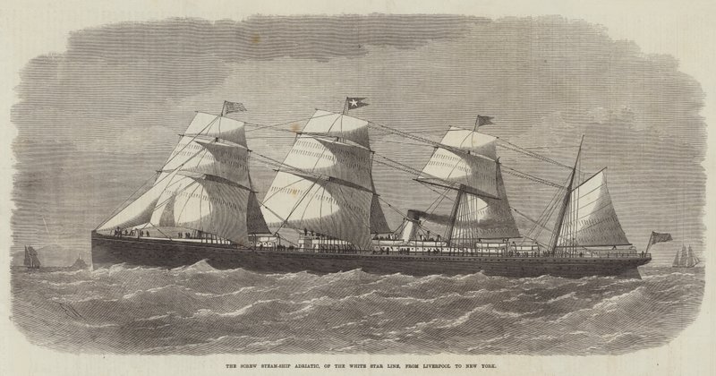 Le navire à vapeur à vis Adriatic, de la White Star Line, de Liverpool à New York - Edwin Weedon