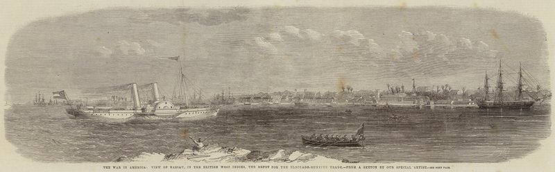 La guerre en Amérique, vue de Nassau, dans les Antilles britanniques, le dépôt du commerce de contrebande - Edwin Weedon