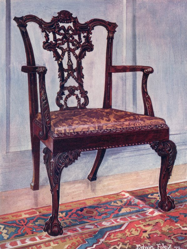 Fauteuil en acajou - Style Chippendale - Edwin John Foley