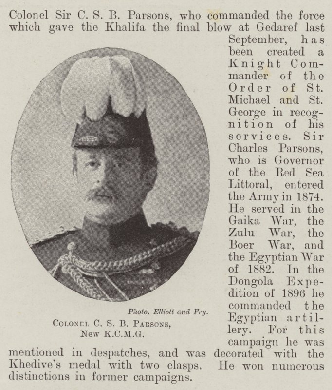 Colonel C S B Parsons, nouveau KCMG - English Photographer