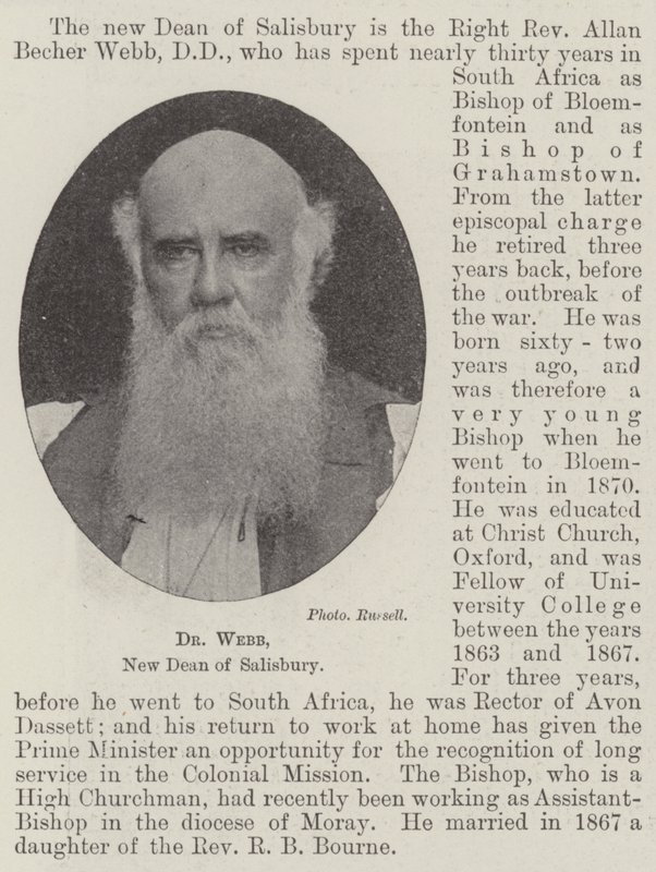 Dr Webb, nouveau doyen de Salisbury - English Photographer
