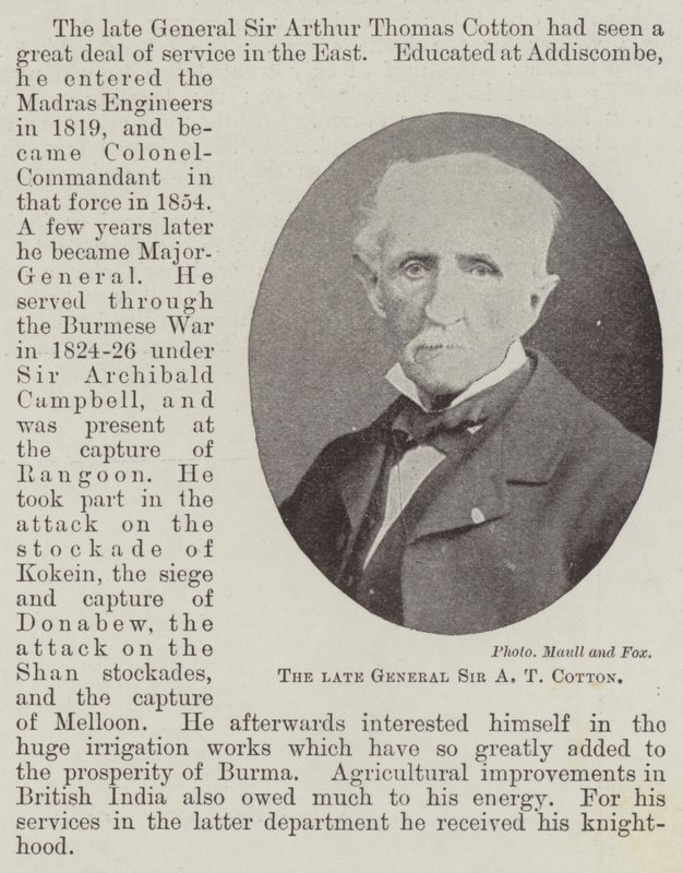Le défunt Général Sir A T Cotton - English Photographer
