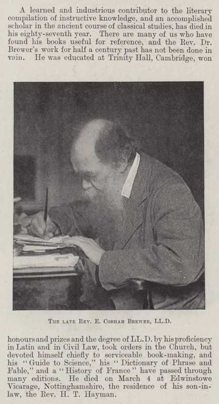 Feu révérend E Cobham Brewer, LLD - English Photographer