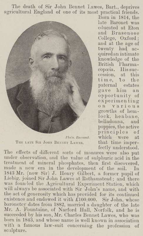 Feu Sir John Bennet Lawes - English Photographer