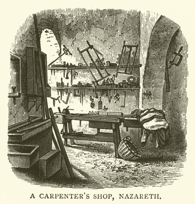 Atelier de charpentier, Nazareth (gravure) - English School