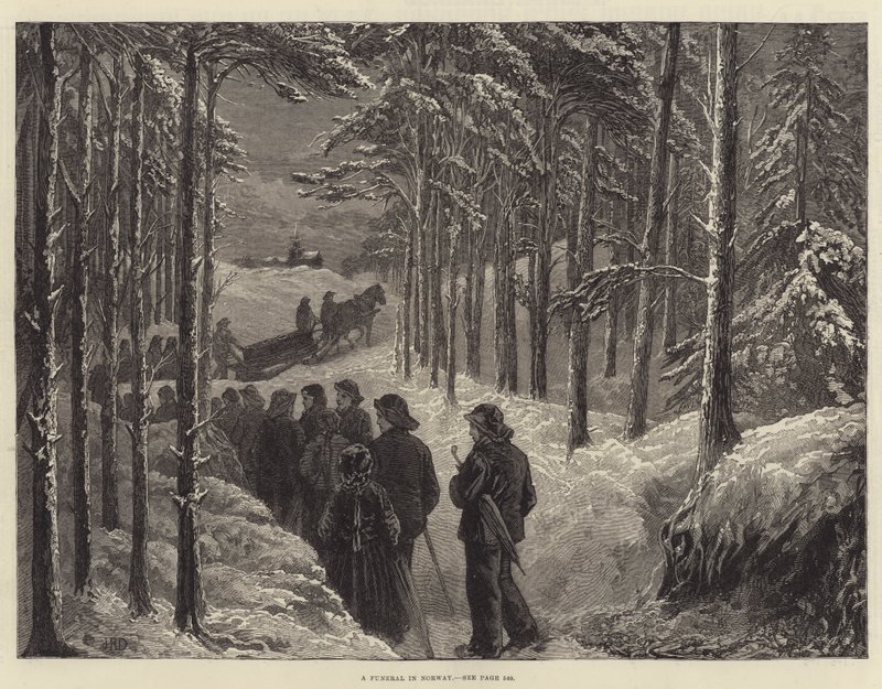 Un enterrement en Norvège (gravure) - English School